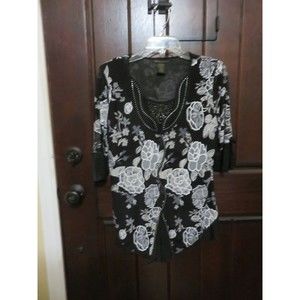 DESIGN WORKS DRESSY WOMANS BLOUSE SOME BLING SZ L